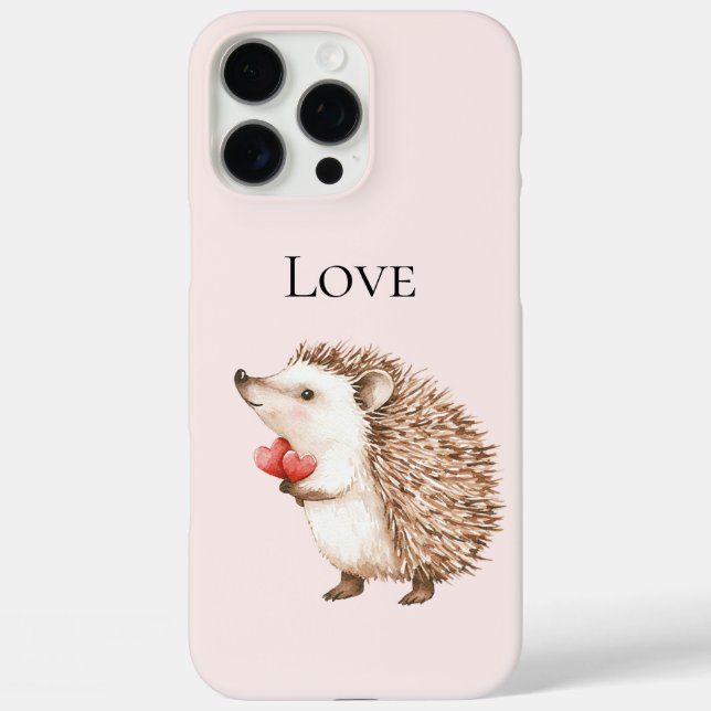 Funda iPhone 16 Pro Max Rubor Pink Red Hearts Hedgehog Love (Reverso )