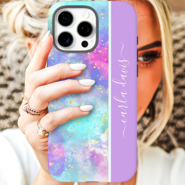 Funda iPhone 16 Pro Max Salpicadura de Acuarela Nombre Personalizado (Subido por el creador)