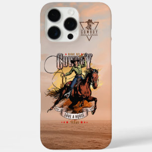 Funda iPhone 16 Pro Max Salva un caballo; Monta a un vaquero