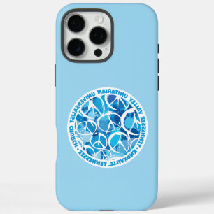 Funda iPhone 16 Pro Max Señales de paz azul, Símbolos / estuche para iPad