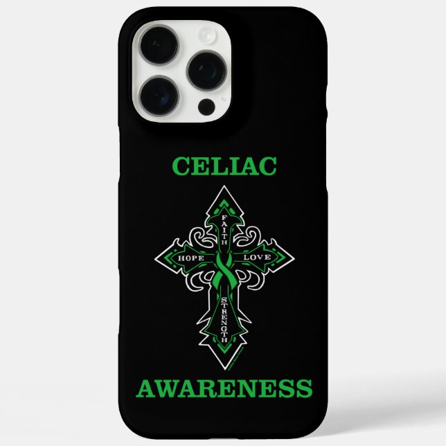 Funda iPhone 16 Pro Max Sensibilización/cruz...Celiac (Reverso )