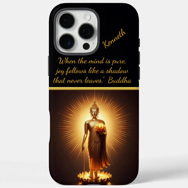 Funda iPhone 16 Pro Max Serene la sabiduría del Buda de Oro, (Reverso)