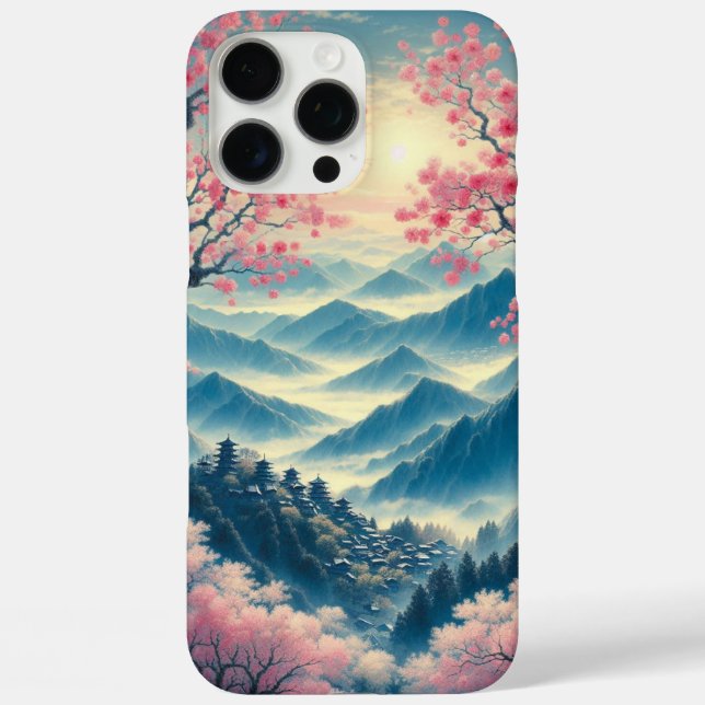 Funda iPhone 16 Pro Max Serenidad en flor: Florecimiento del cerezo japoné (Reverso )
