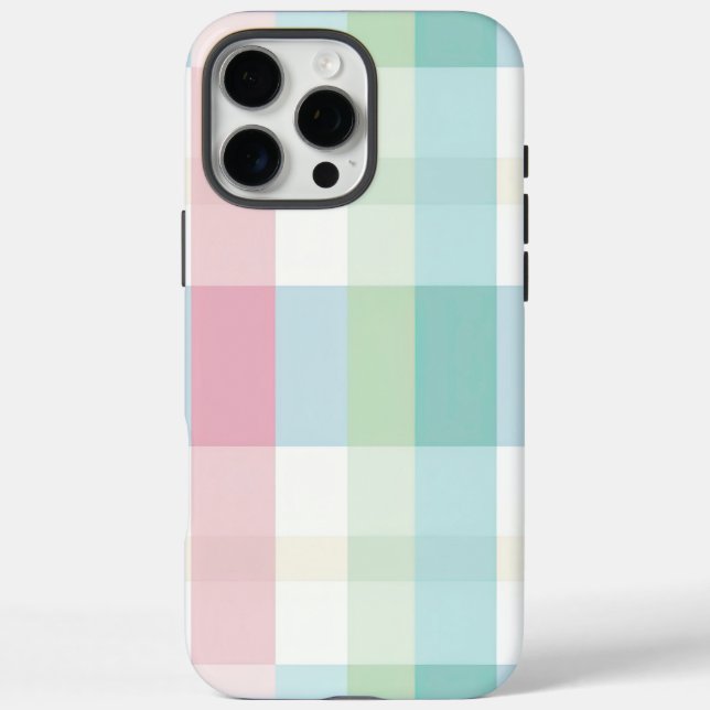 Funda iPhone 16 Pro Max Serie Plaid, Placa Verde Rosa (Reverso)
