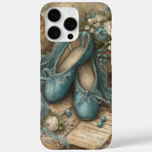 Funda iPhone 16 Pro Max Shabby Chic Blue Ballet Slippers and Roses (Reverso )