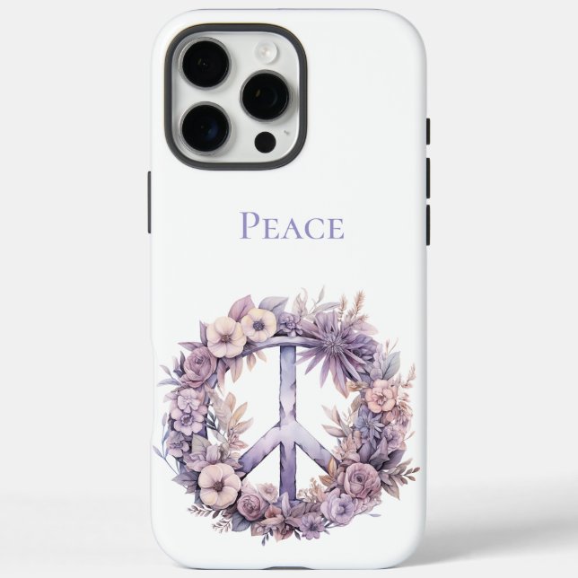 Funda iPhone 16 Pro Max Signo de paz floral de Lavender White Boho (Reverso)
