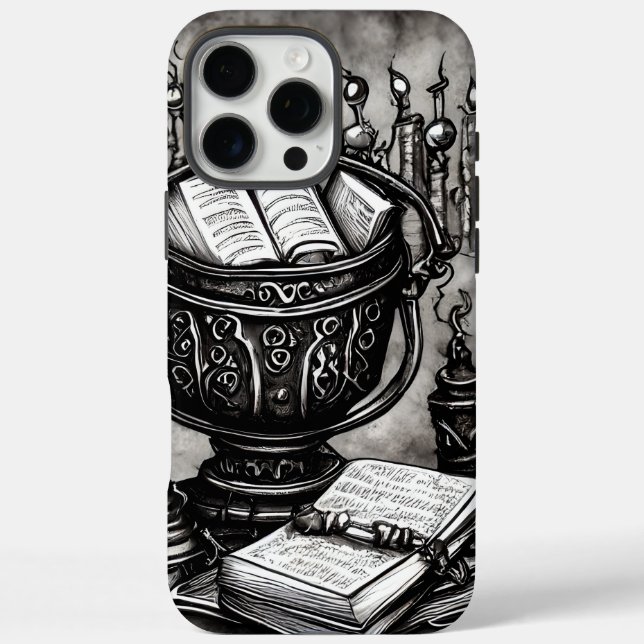 Funda iPhone 16 Pro Max Silvery Steampunk Cauldron Spellbooks and Potions (Reverso)