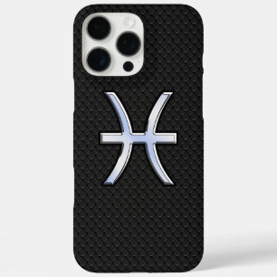 Funda iPhone 16 Pro Max Símbolo de Pisces sobre el estilo de piel de serpi