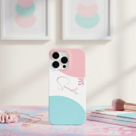 Funda iPhone 16 Pro Max Simograma geométrico de abstracto rosa y azul con