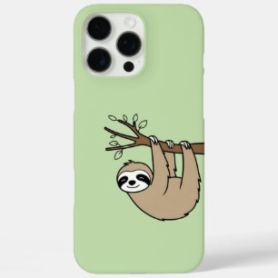 Funda iPhone 16 Pro Max Sleepy Sloth en la rama - Relajante verde