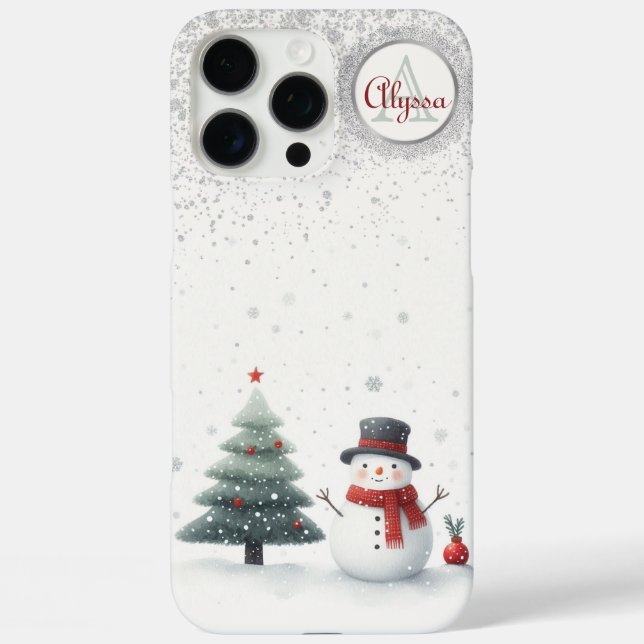 Funda iPhone 16 Pro Max Snowman y Evergreen (Reverso )