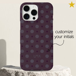 Funda iPhone 16 Pro Max Sophisticated Purple Dots Custom Name Initials