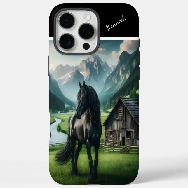 Funda iPhone 16 Pro Max Stallion Negro En Los Alpes (Reverso)