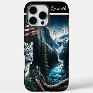 Funda iPhone 16 Pro Max Sueños de leopardo de las nieves en la corriente d