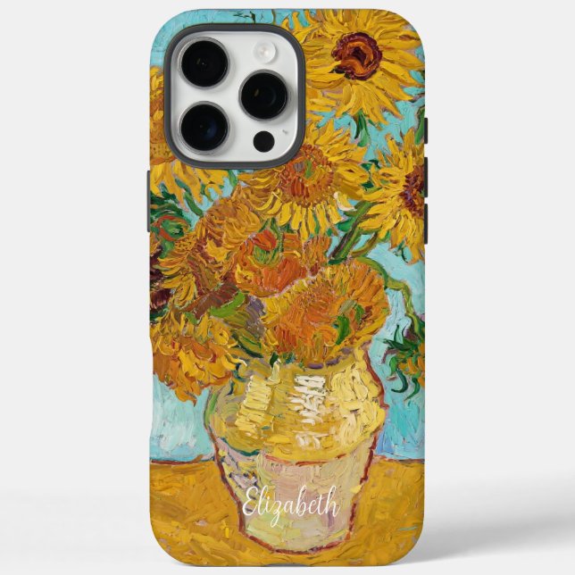 Funda iPhone 16 Pro Max Sunflowers Red Naranja Yellow Van Gogh (Reverso)