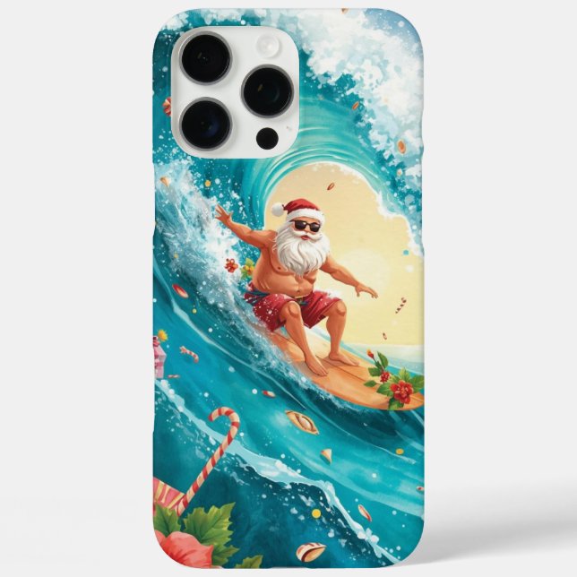 Funda iPhone 16 Pro Max Surfing Santa Christmas with Santa Surfer  (Reverso )