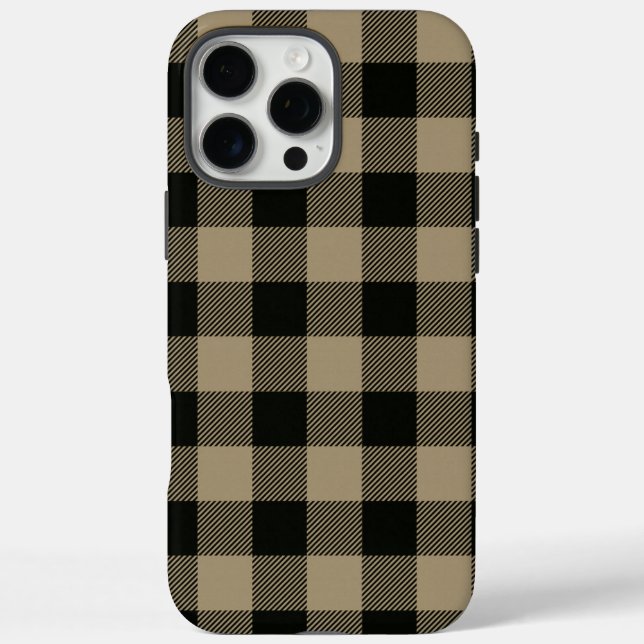 Funda iPhone 16 Pro Max Tablero de ajedrez Flannel rústico/vintage (Reverso)