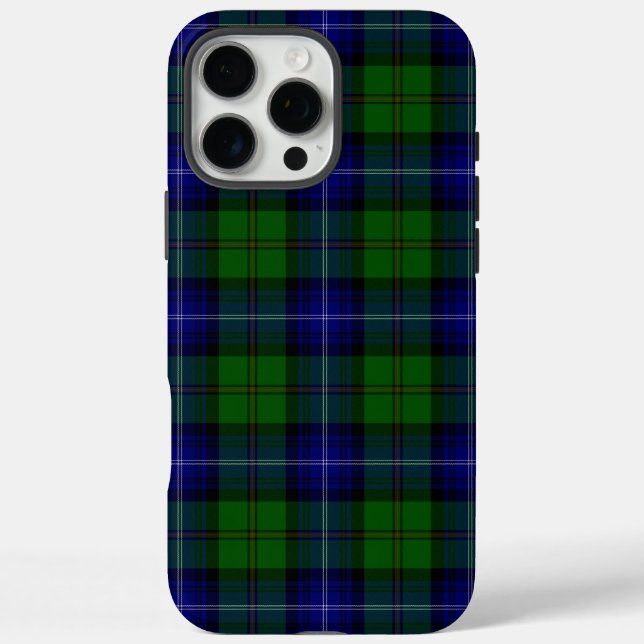 Funda iPhone 16 Pro Max tartan azul verde de Urquhart (Reverso)