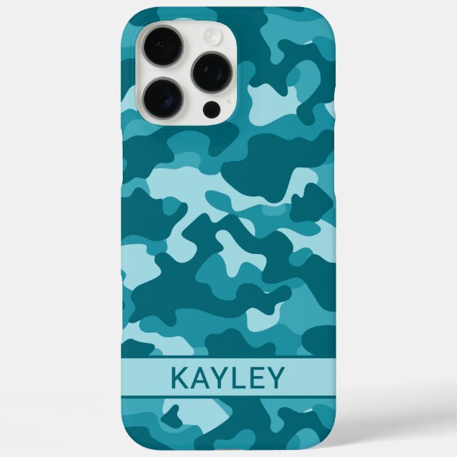 Funda iPhone 16 Pro Max Teal Camouflage Personalized (Reverso )