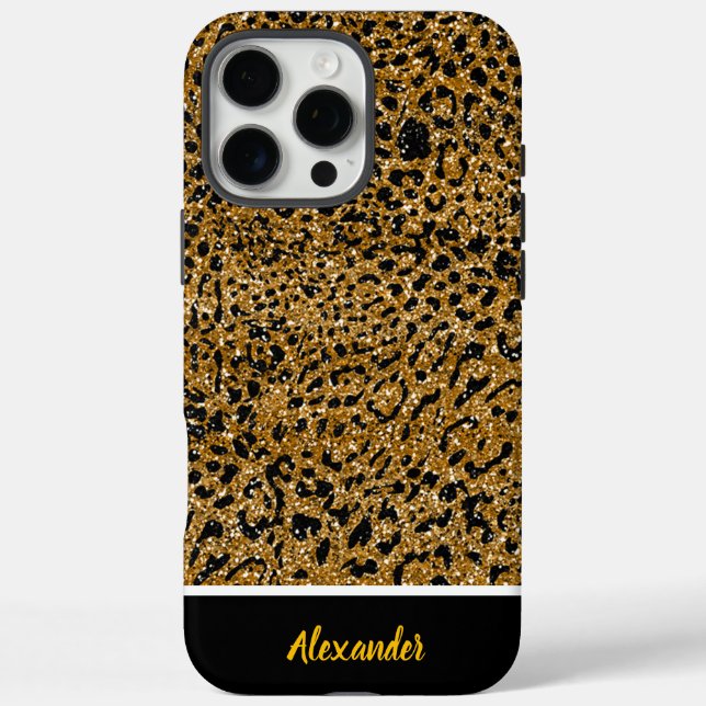 Funda iPhone 16 Pro Max Tejido de estampado de leopardo (Reverso)