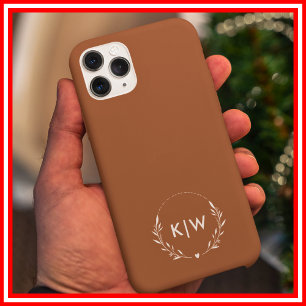 Funda iPhone 16 Pro Max Terracota y Blanco Monograma de Iniciales Modern