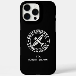 Funda iPhone 16 Pro Max Texto blanco de avión fumigador personalizado vint