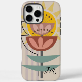 Funda iPhone 16 Pro Max Texto moderno de flor y personalizado