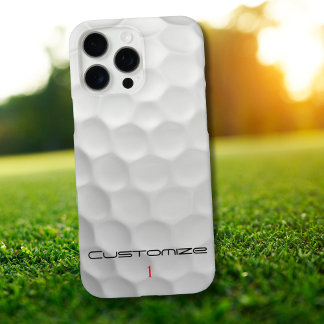 Funda iPhone 16 Pro Max Textura de Bola de Golf Blanca con Nombre y Número
