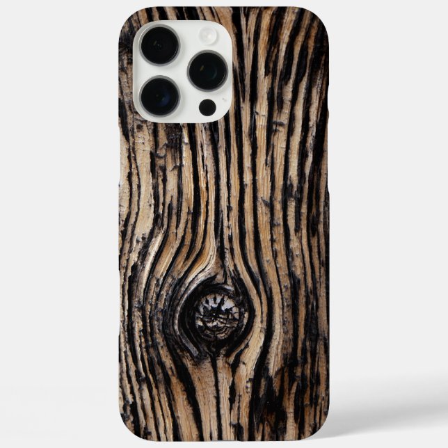 Funda iPhone 16 Pro Max Textura de corteza de árbol quemado (Reverso )