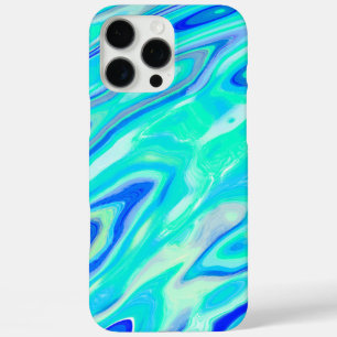 Funda iPhone 16 Pro Max Textura de mármol azul Aqua Resumen Patrón líquido