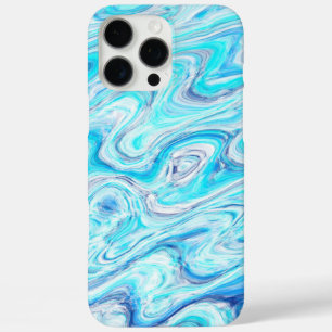 Funda iPhone 16 Pro Max Textura de mármol de onda azul océano abstracto lí