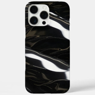 Funda iPhone 16 Pro Max Textura de onda 3D negra de alto brillo