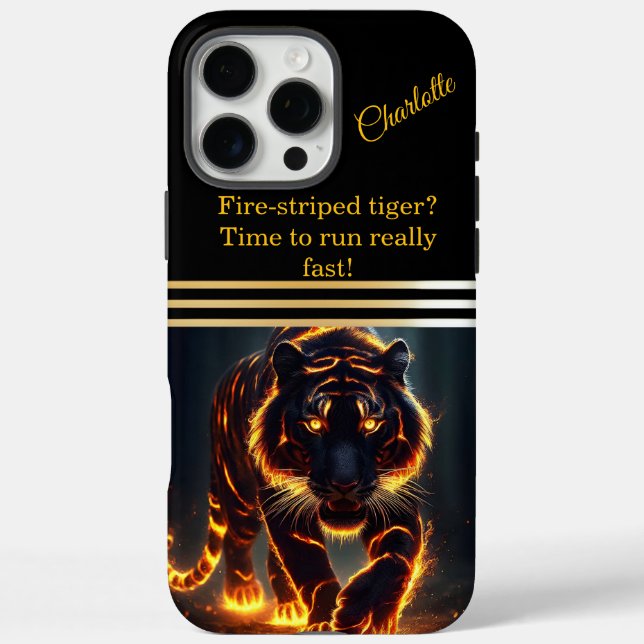 Funda iPhone 16 Pro Max Tigre con radiación feroz (Reverso)