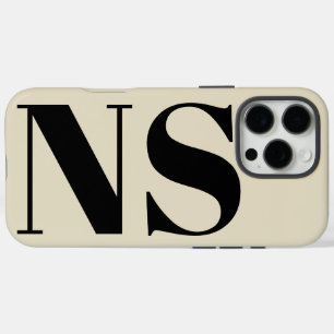 Funda iPhone 16 Pro Max Tipografía Negra y Beige en Negrita Monograma de I
