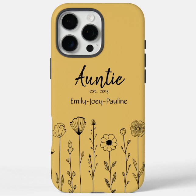 Funda iPhone 16 Pro Max Título floral simple Nana Personalizado (Reverso)