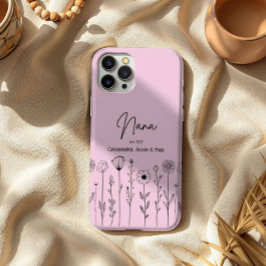 Funda iPhone 16 Pro Max Título personalizado Nana Floral Simple