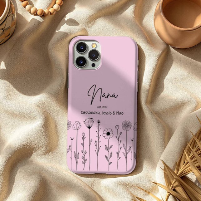 Funda iPhone 16 Pro Max Título personalizado Nana Floral Simple (Subido por el creador)