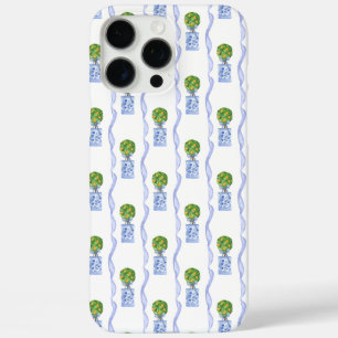 Funda iPhone 16 Pro Max Topiario Chinoiserie azul y blanco bonito