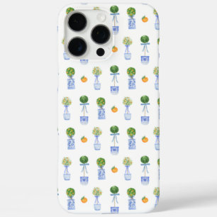 Funda iPhone 16 Pro Max Topiary Bow bonito Chinoiserie azul y blanco