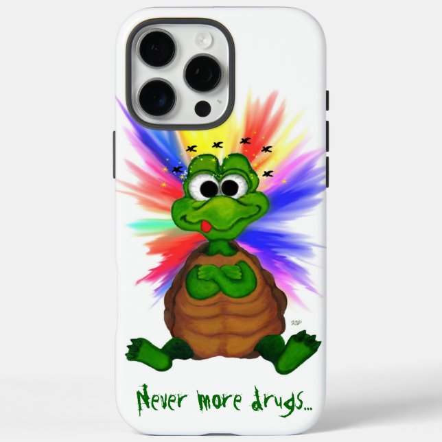 Funda iPhone 16 Pro Max ¡Tortuga pequeña, nunca más drogas! (Reverso)
