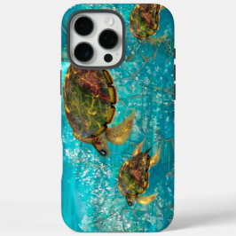 Funda iPhone 16 Pro Max Tortugas Deslizándose_Mar de Cristal