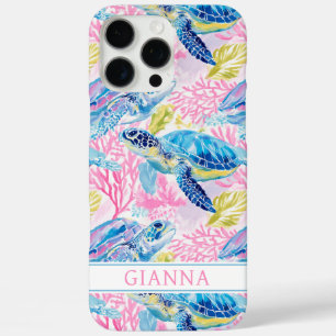 Funda iPhone 16 Pro Max Tortugas Marinas Acuarela Monogramadas