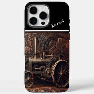 Funda iPhone 16 Pro Max Tractor Antiguo Sobre Cuero