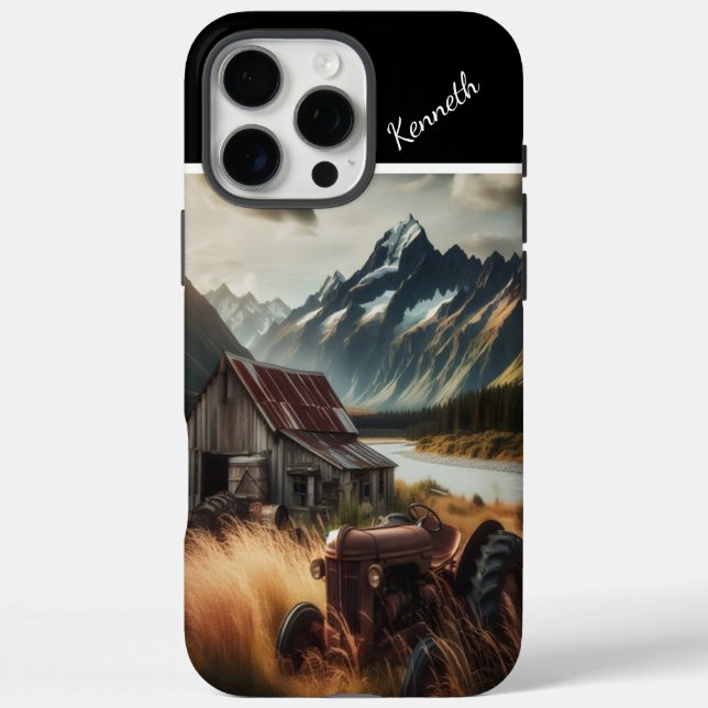 Funda iPhone 16 Pro Max Tractor En Las Montañas (Reverso)