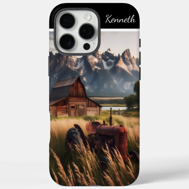 Funda iPhone 16 Pro Max Tractor Rústico Bajo Picos Nevados (Reverso)