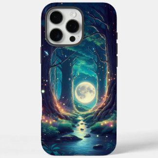 Funda iPhone 16 Pro Max Tranquilidad en diseño de bosque y luna