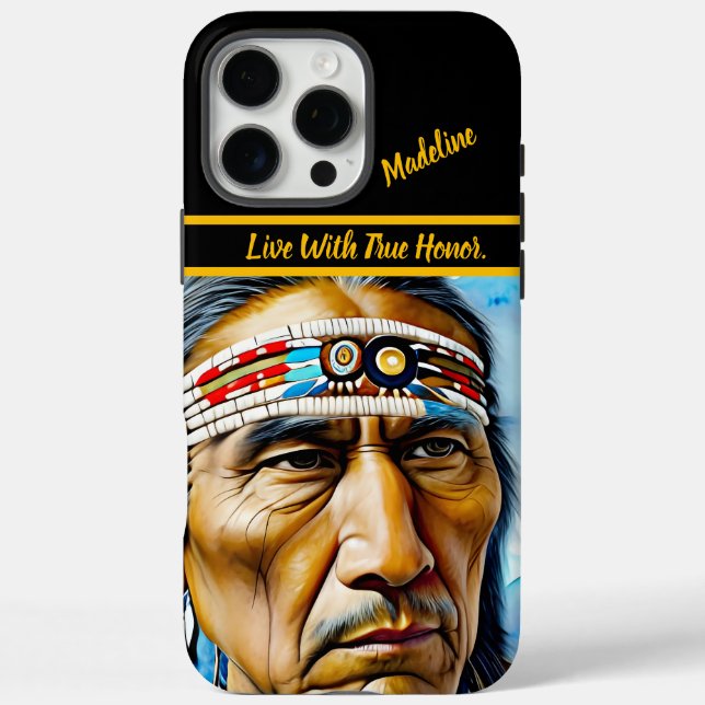 Funda iPhone 16 Pro Max Trato tradicional indígena: toque artístico (Reverso)