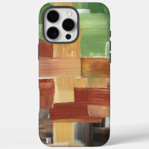 Funda iPhone 16 Pro Max Trazos de pincel abstractos verdes, marrones y ton