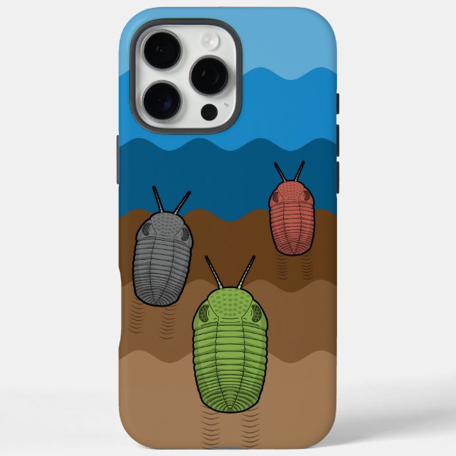 Funda iPhone 16 Pro Max Tres viajes trilobitas - Paleontología (Reverso)