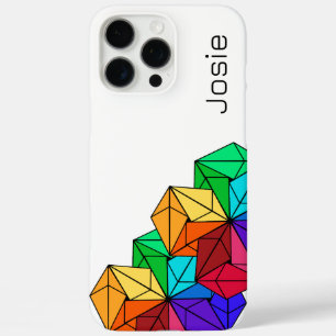 Funda iPhone 16 Pro Max Triángulos de cubo arco iris brillante en 3D con n